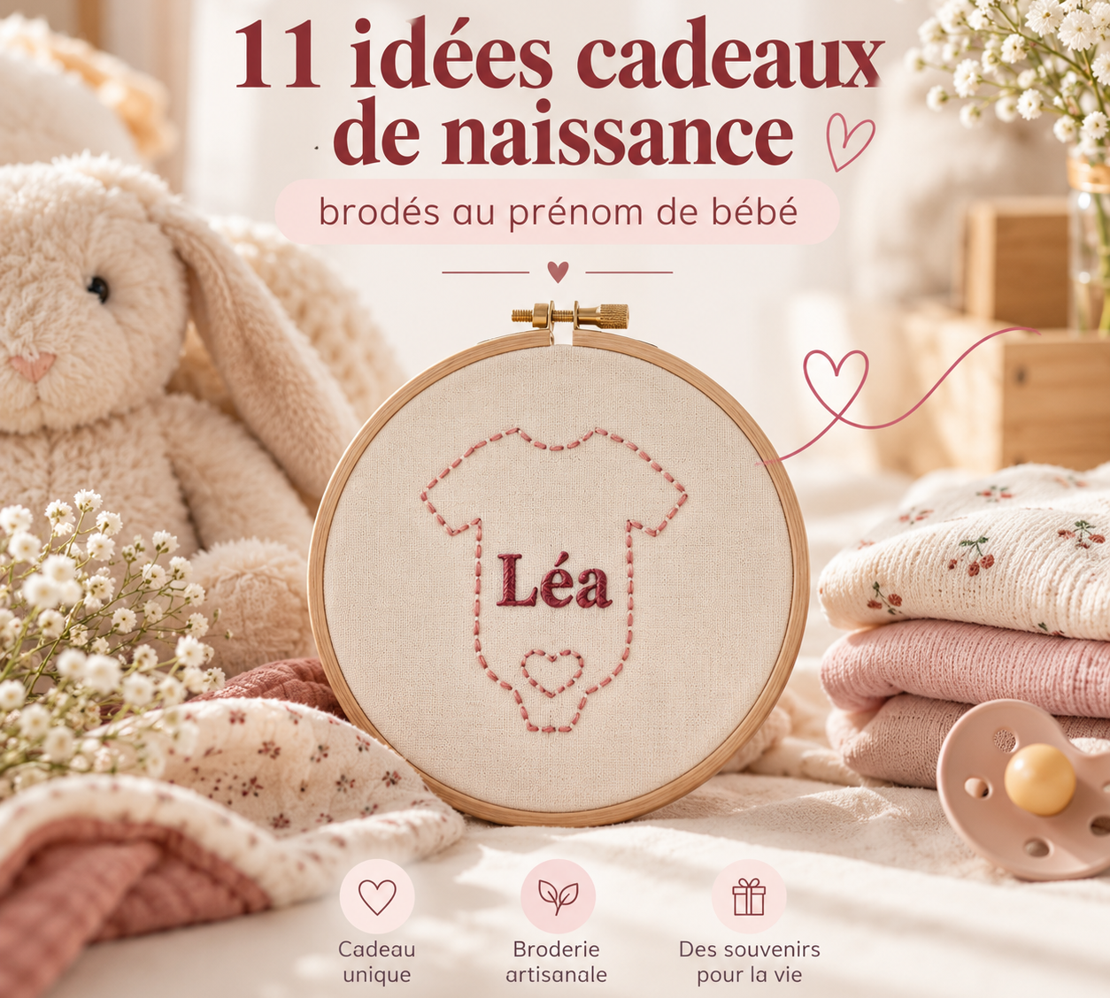 Idées cadeau naissance personnalisé : 11 cadeaux brodés