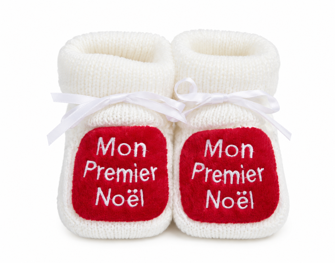 Chaussons de Noël pour bébé blanc et rouge