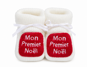 Chaussons de Noël pour bébé blanc et rouge