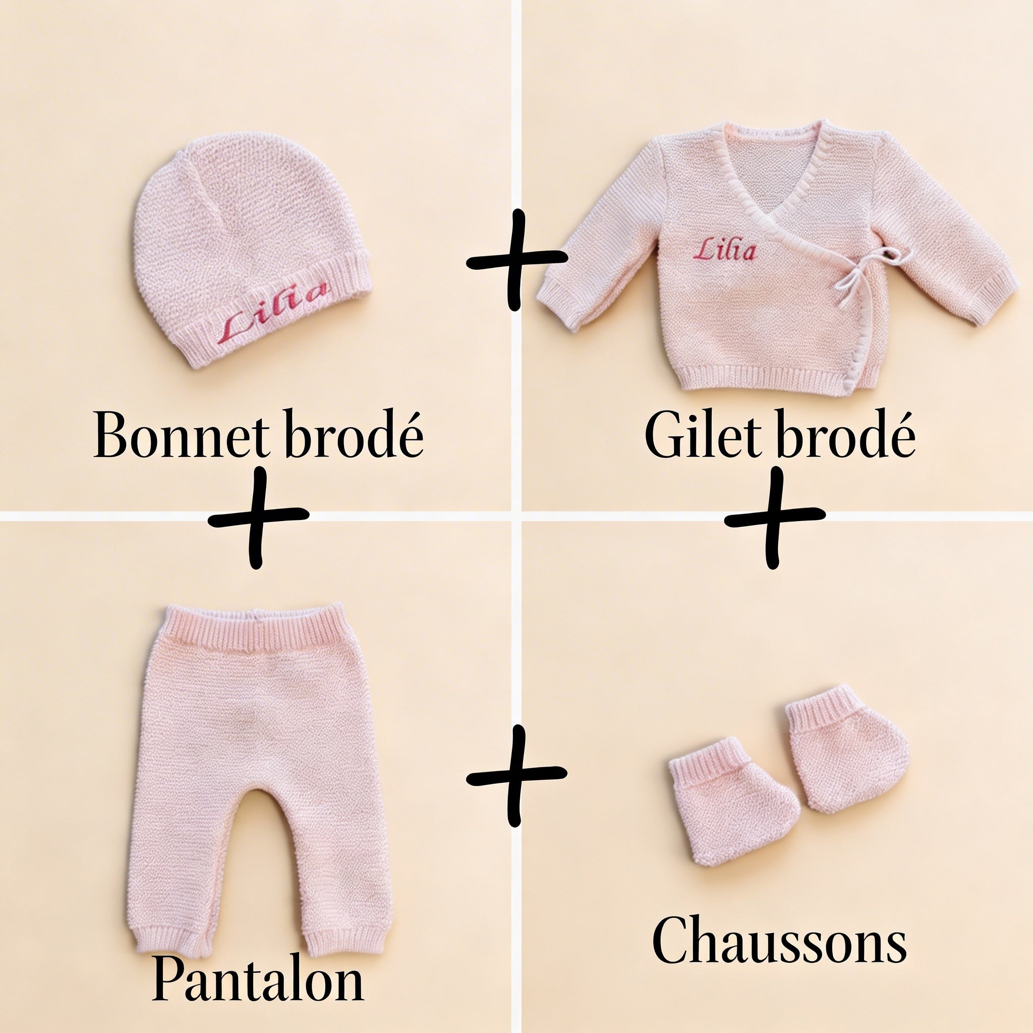 Ensemble en maille brodée