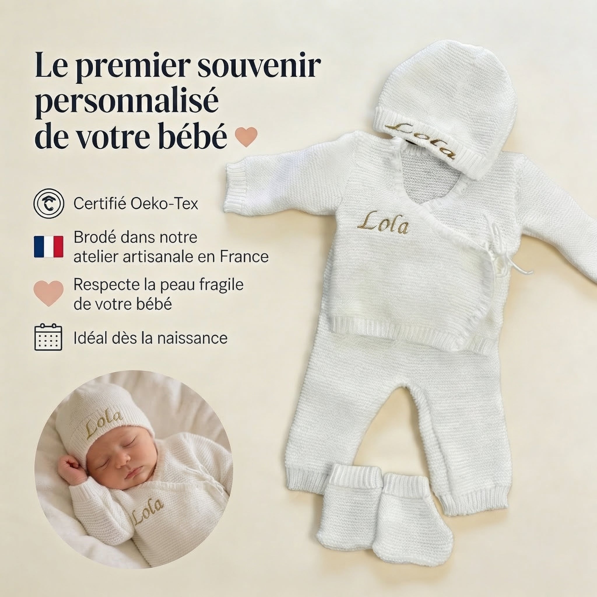 Ensemble en maille brodée