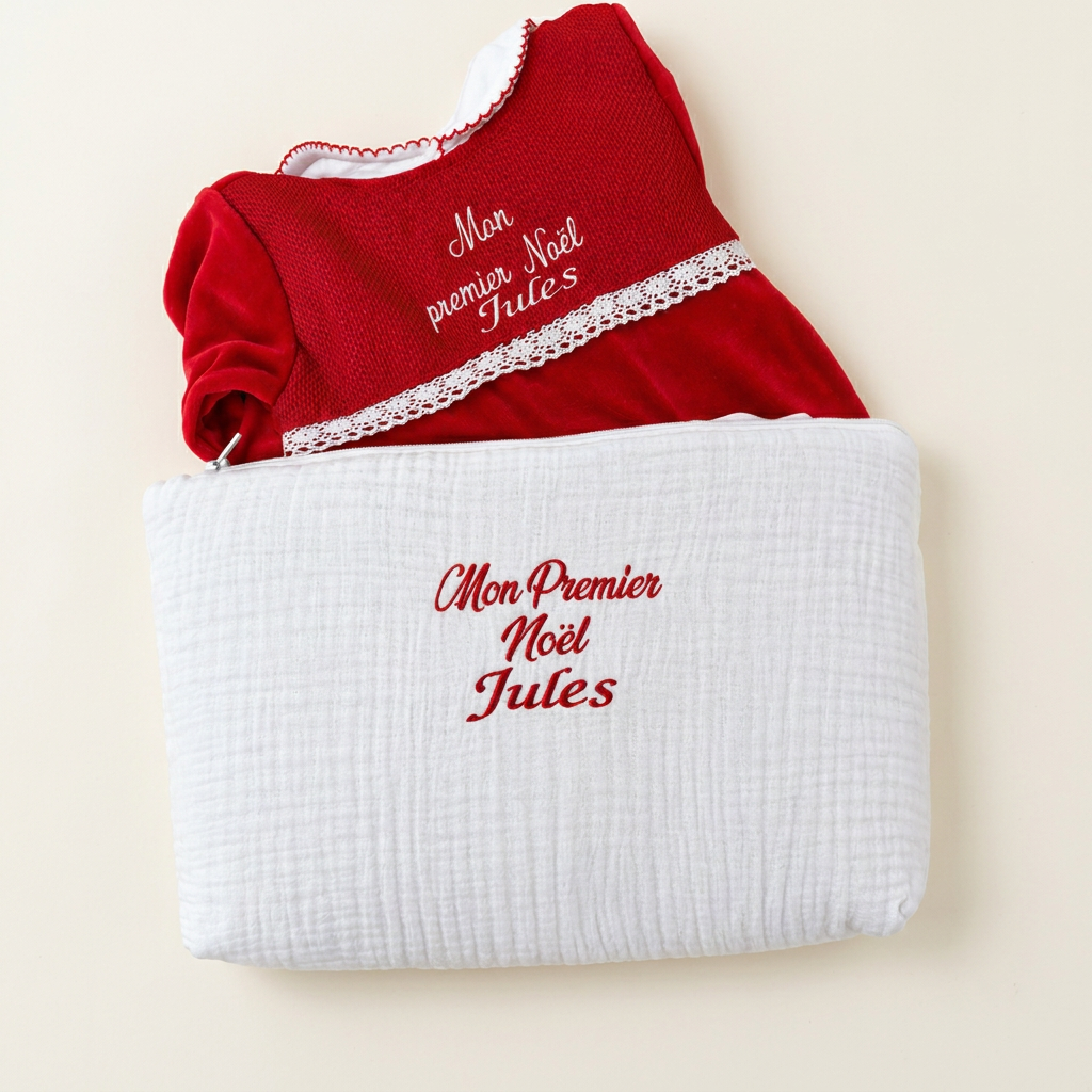 Trousse Mon 1er Noël avec une tenue rangée à l'intérieur (pyjama non inclus)
